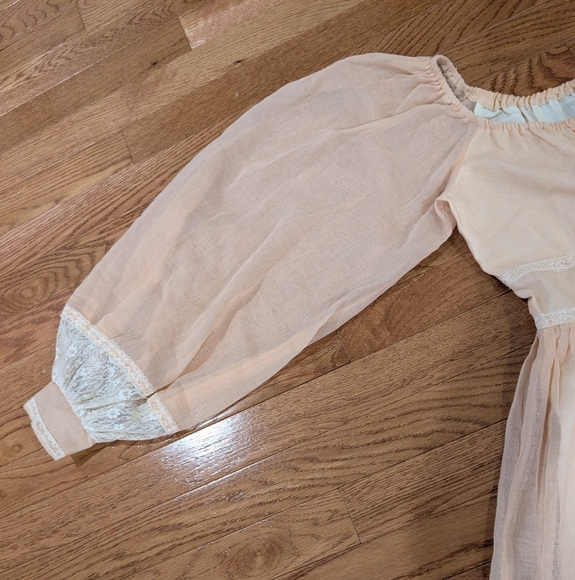 Gunne Sax Peach Dress with Lace Trim - Picture 5 of 16